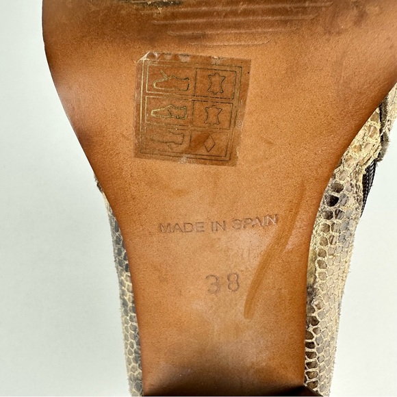 Topshop Snakeskin Print Booties Tan Black Leather High Block Heels Women’s 38 - Picture 11 of 16